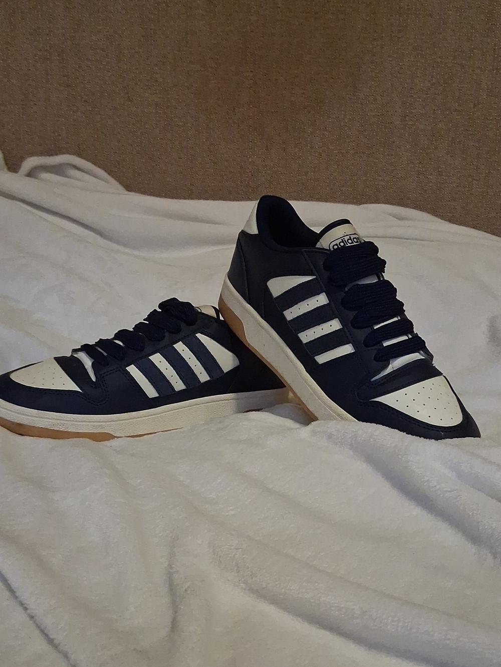 adidas Navy and White Low-Top Sneakers with Gum Outsole
